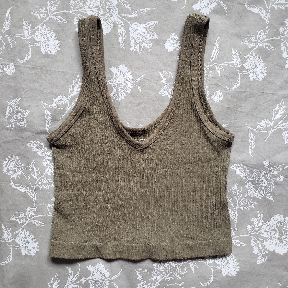 Urban Outfitters Olive Green Cropped Tank Top